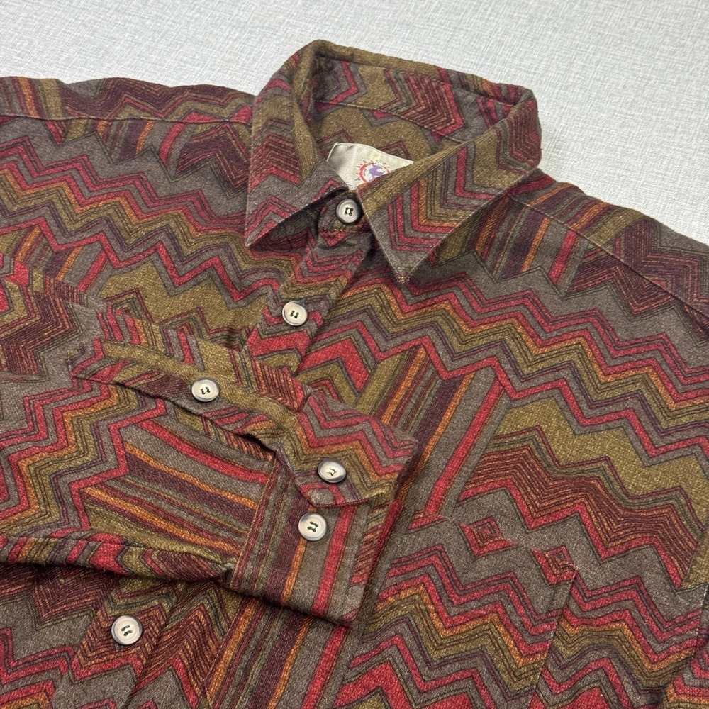 The Territory Ahead Southwestern Flannel Shirt Mens‎ XL Brown Long Sleeve Button